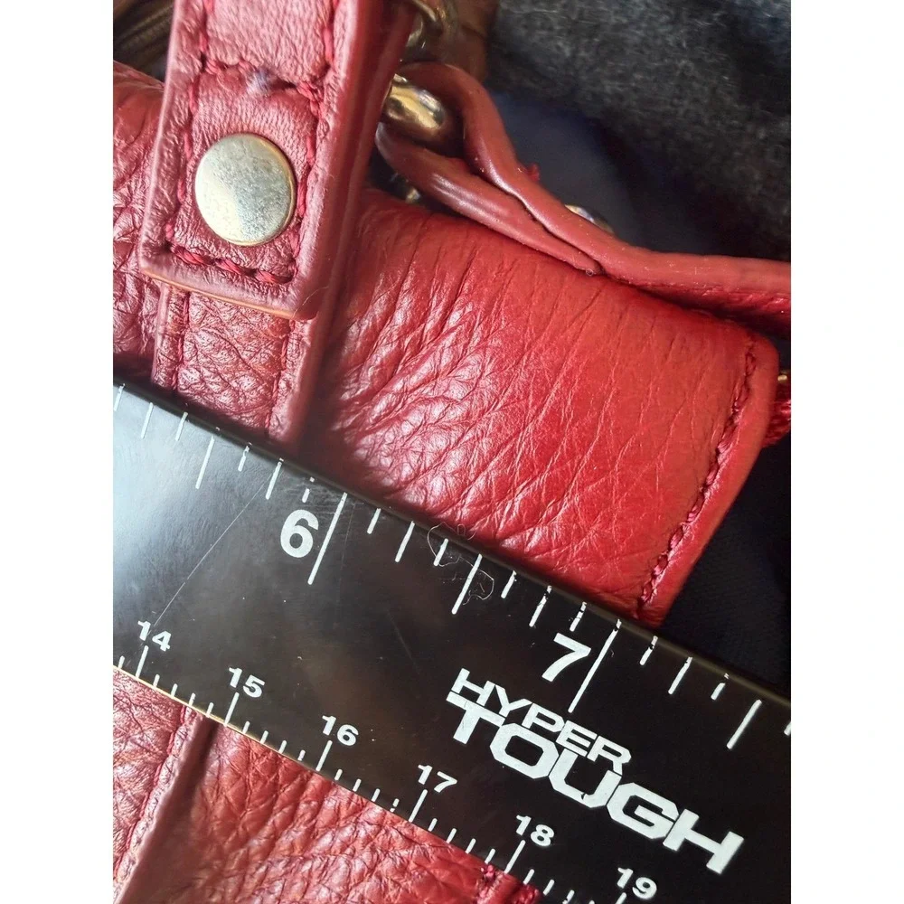 Red Pebbled Leather Convertible Shoulder Bag Crossbody Handbag